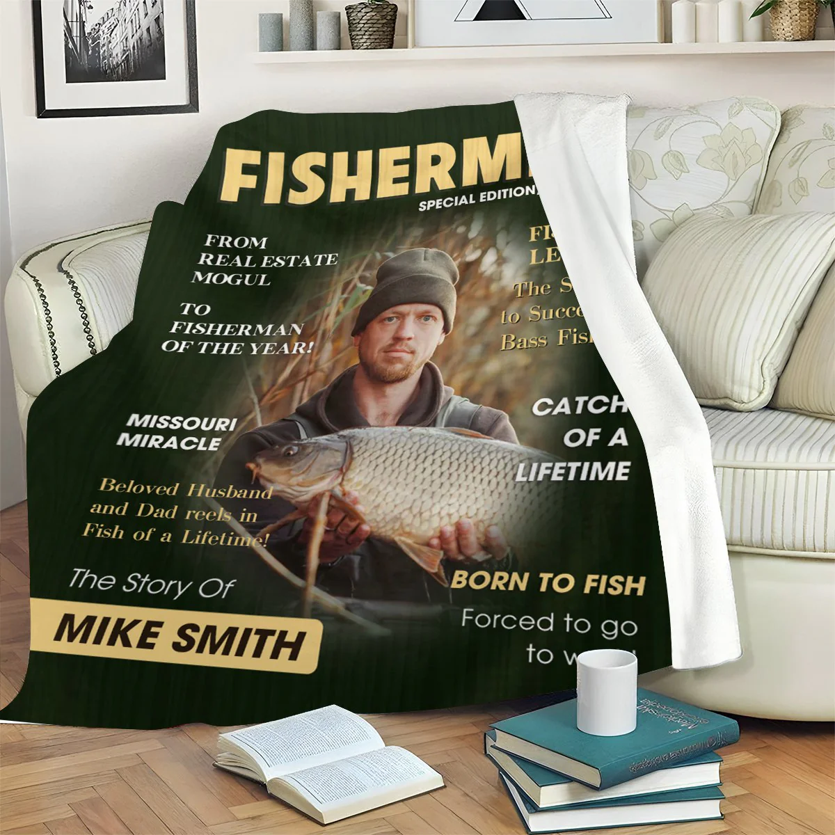 Custom Fishing Magazine Cover Blanket, Personalized Gift For Fishermen,Fishing Dad Gift, Angler Funny Fisherman Gift - Image 3