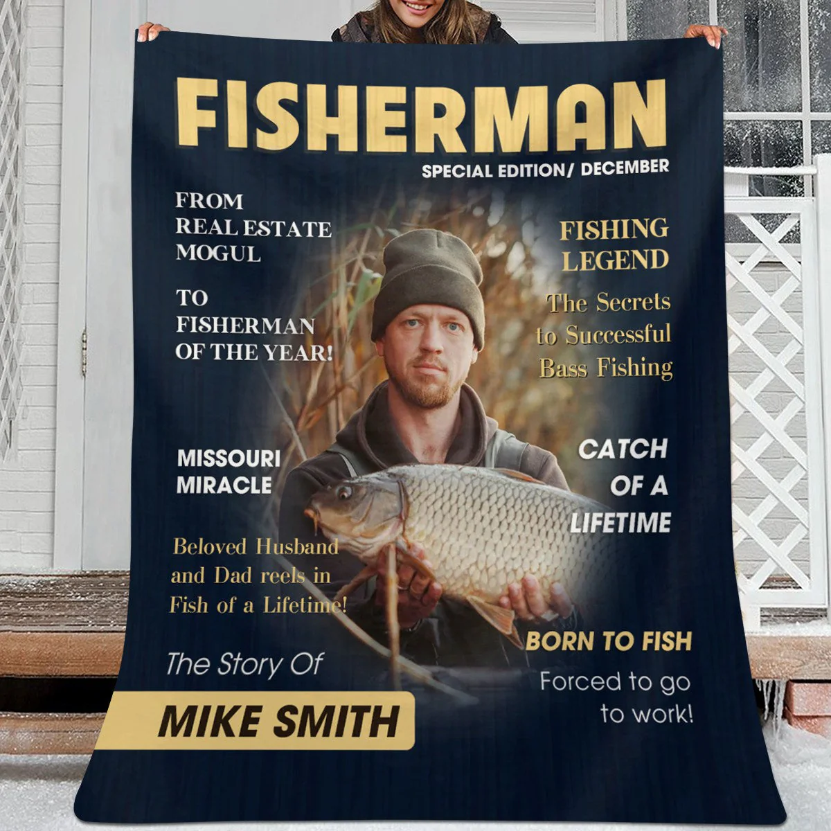 Custom Fishing Magazine Cover Blanket, Personalized Gift For Fishermen,Fishing Dad Gift, Angler Funny Fisherman Gift - Image 4