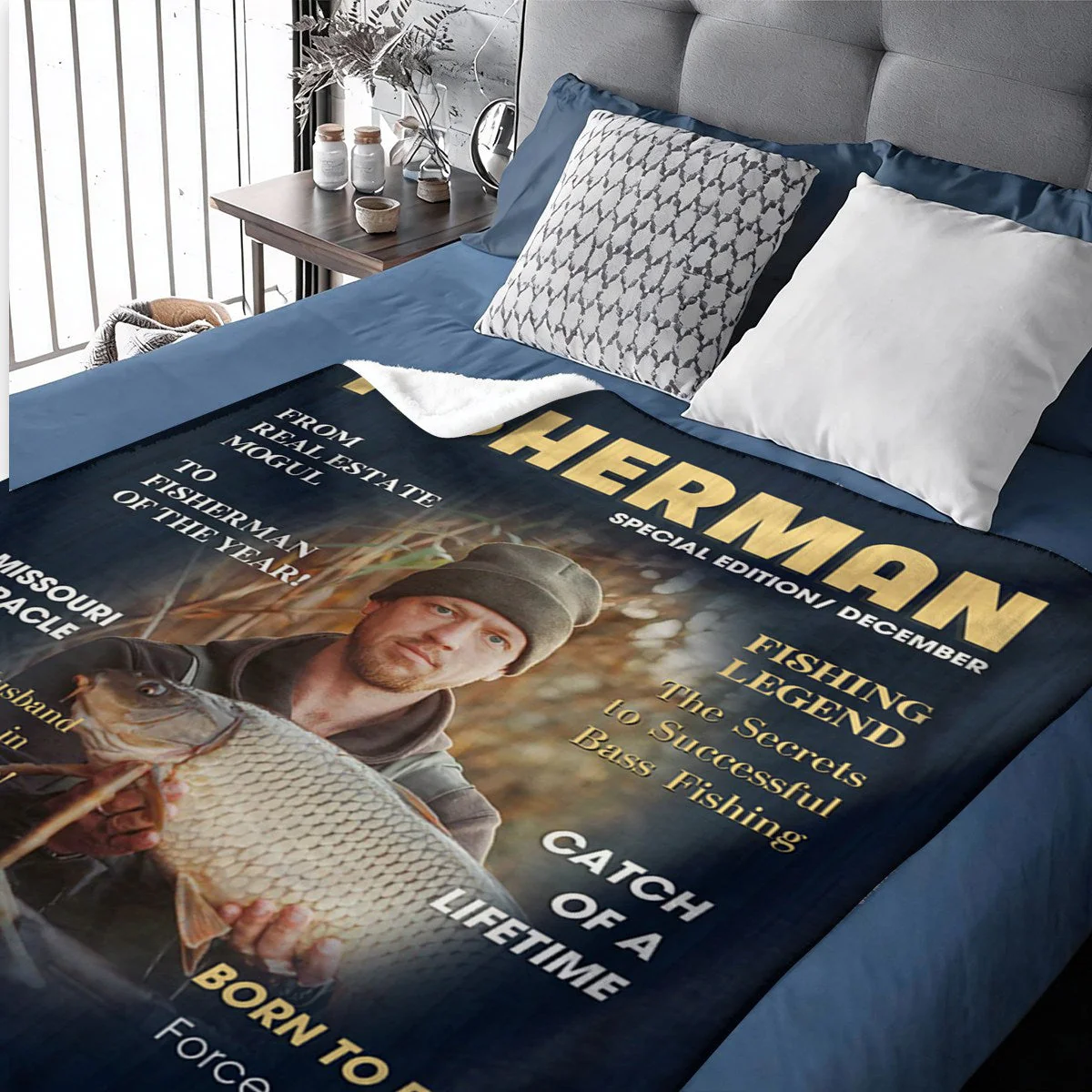 Custom Fishing Magazine Cover Blanket, Personalized Gift For Fishermen,Fishing Dad Gift, Angler Funny Fisherman Gift - Image 5