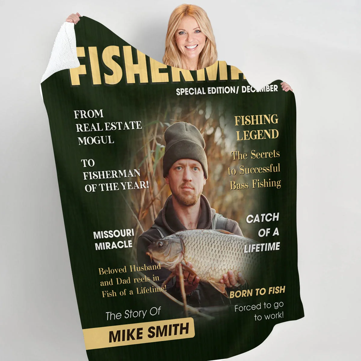 Custom Fishing Magazine Cover Blanket, Personalized Gift For Fishermen,Fishing Dad Gift, Angler Funny Fisherman Gift - Image 7
