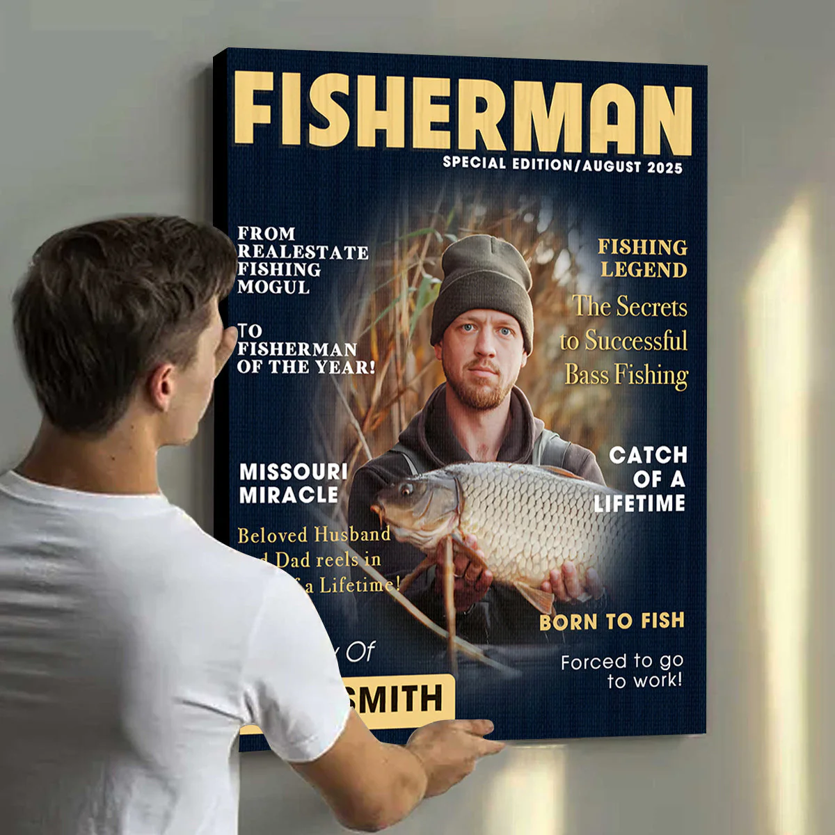 Custom Fishing Magazine Cover Canvas, Personalized Gift For Fishermen, Fishing Gifts For Him, Fishing Dad Gift, Angler Funny Fisherman Gift - Image 2
