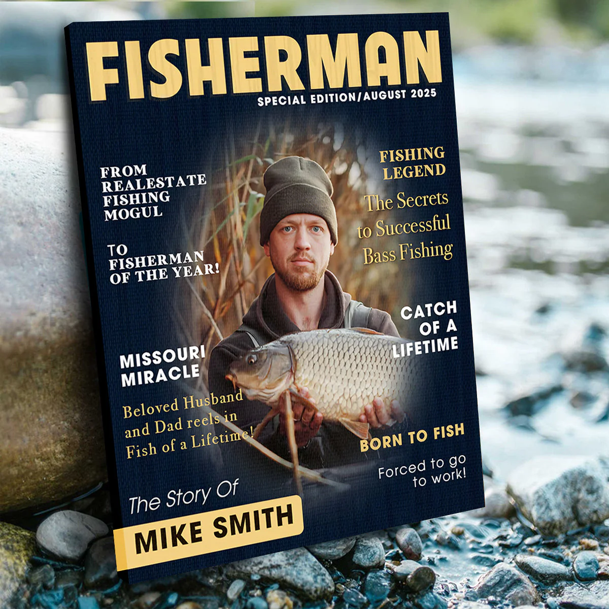 Custom Fishing Magazine Cover Canvas, Personalized Gift For Fishermen, Fishing Gifts For Him, Fishing Dad Gift, Angler Funny Fisherman Gift - Image 3