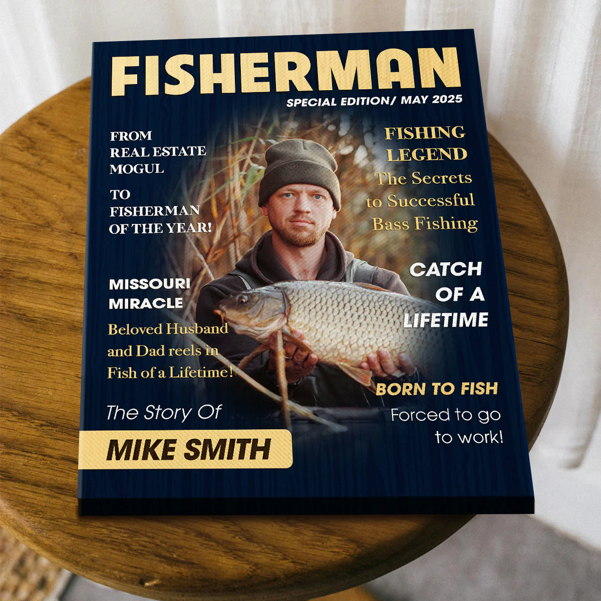 Custom Fishing Magazine Cover Canvas, Personalized Gift For Fishermen, Fishing Gifts For Him, Fishing Dad Gift, Angler Funny Fisherman Gift - Image 4
