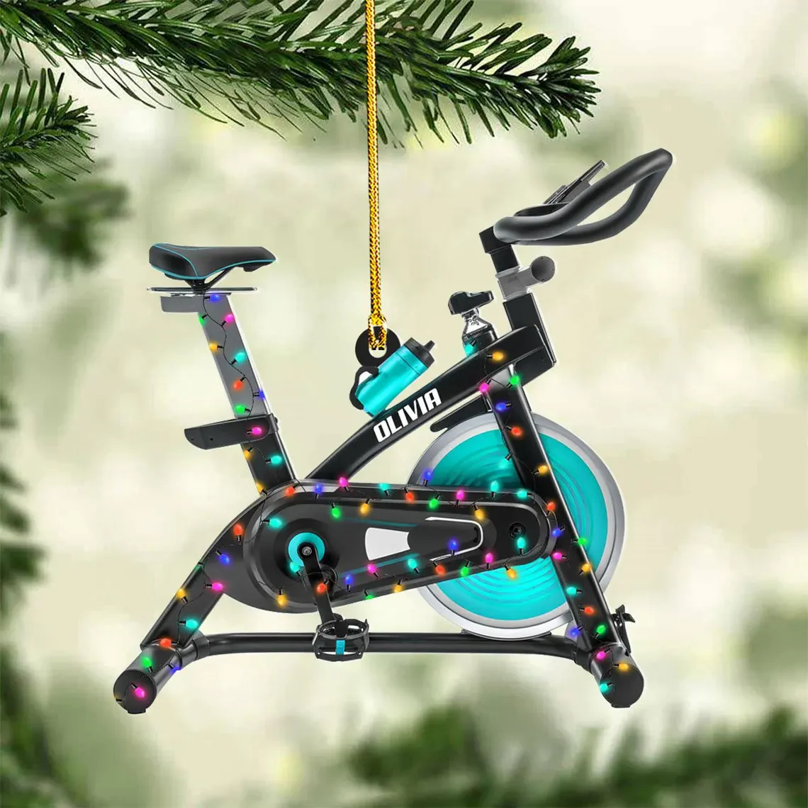 Custom Fitness Bike Christmas Ornament, Spin Bike Ornament - Image 2