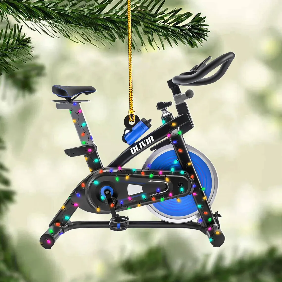 Custom Fitness Bike Christmas Ornament, Spin Bike Ornament - Image 3