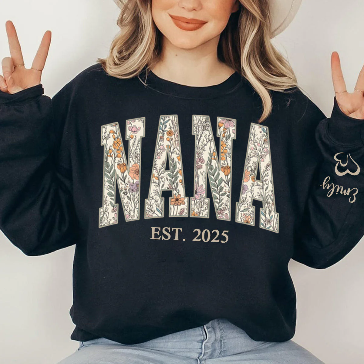 Custom Floral GIGI Sweatshirt – Personalized Grandma Est Year & Grandkids Names - Image 3
