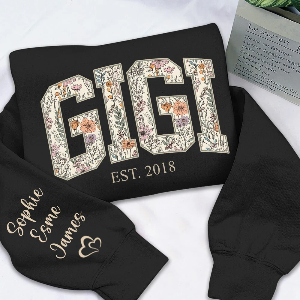 Custom Floral GIGI Sweatshirt – Personalized Grandma Est Year & Grandkids Names - Image 4