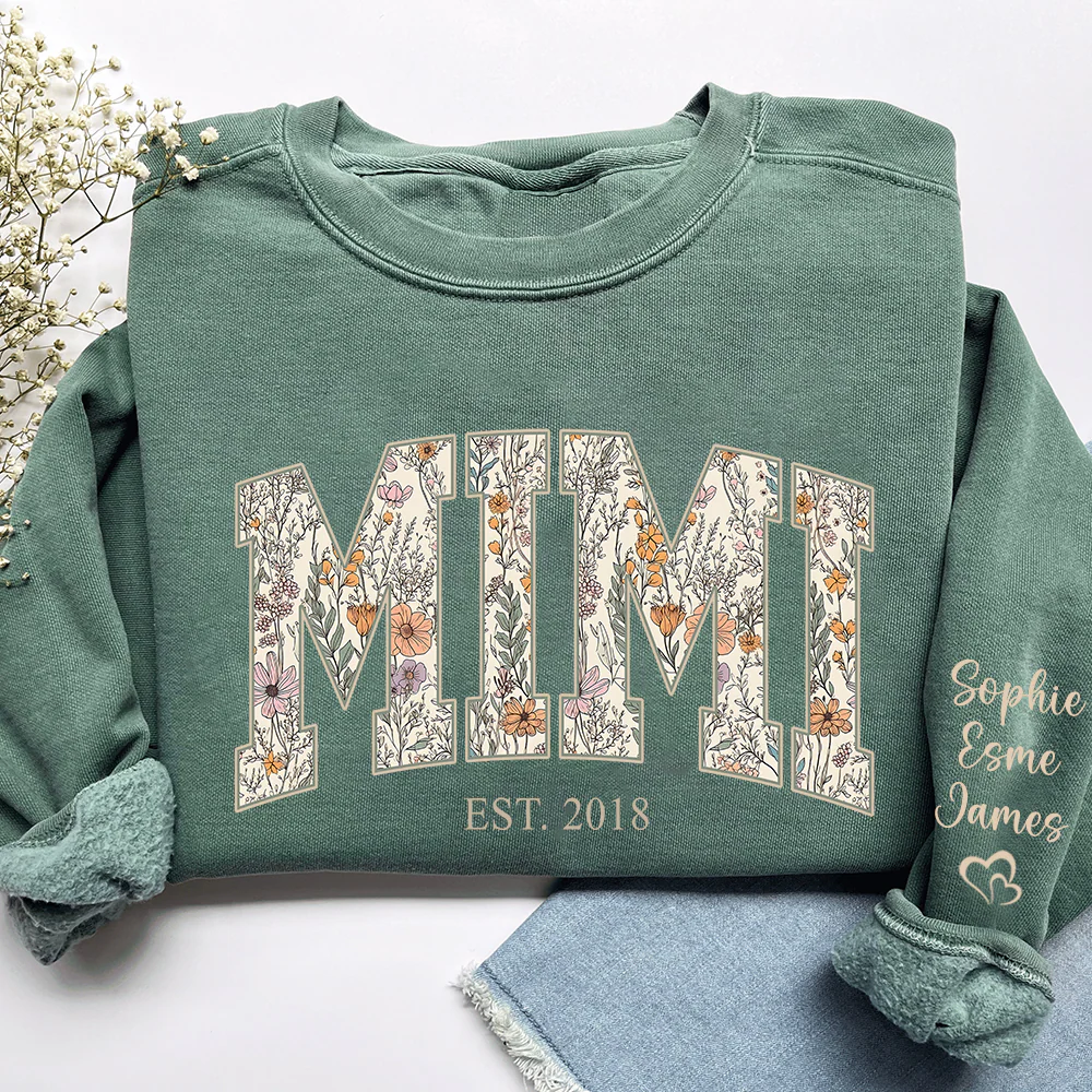 Custom Floral GIGI Sweatshirt – Personalized Grandma Est Year & Grandkids Names - Image 8