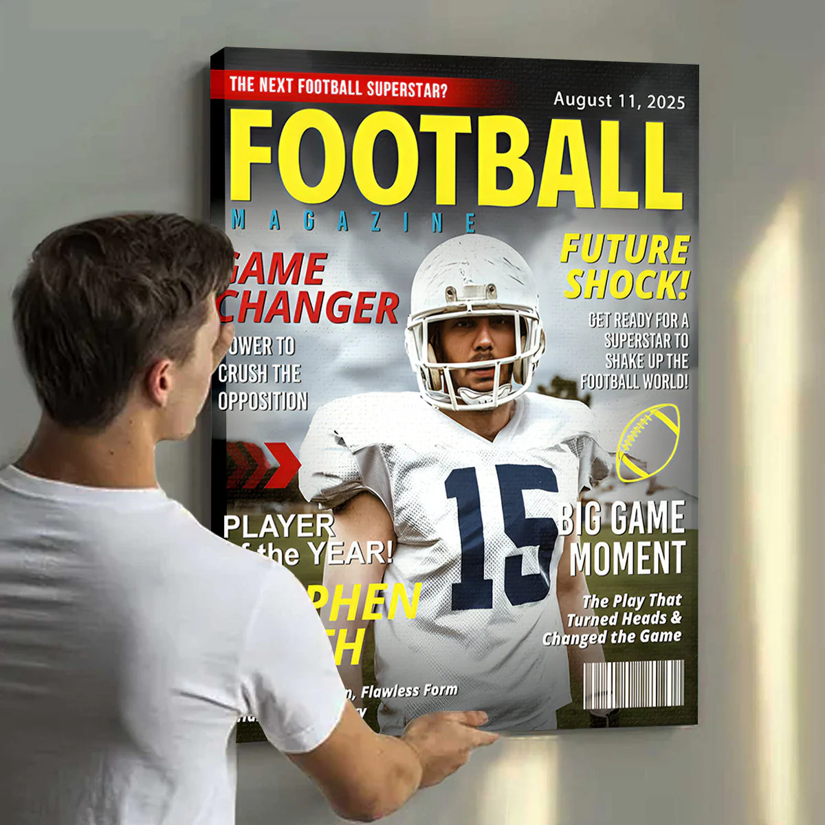 Custom Football Magazine Cover, Great Gift for Football Lovers, Gift For American Football Player, Personalized American Football Gifts - Image 2