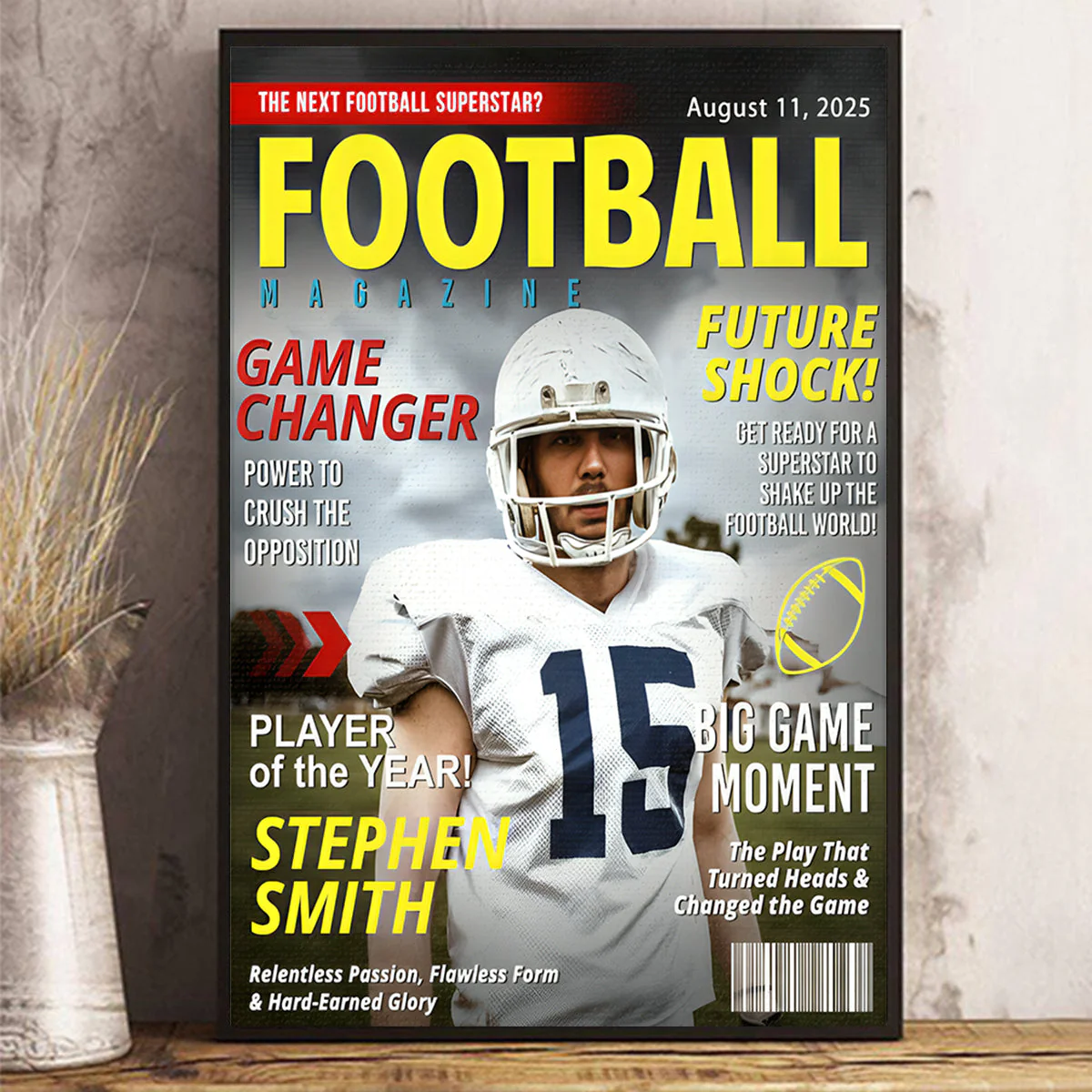 Custom Football Magazine Cover, Great Gift for Football Lovers, Gift For American Football Player, Personalized American Football Gifts - Image 5