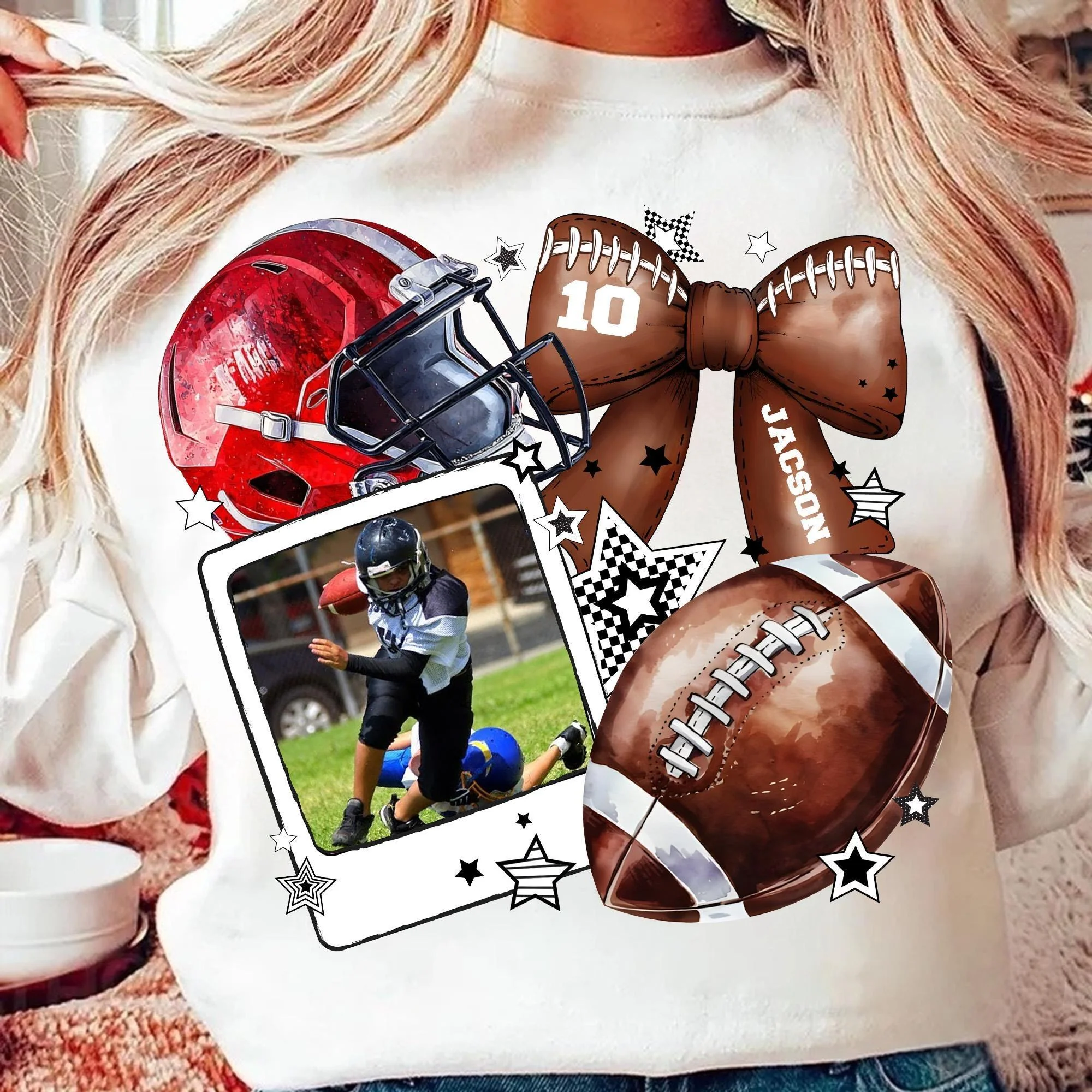 Custom Football Photo Personalized Sweatshirt Gift For Football Mom - Image 2