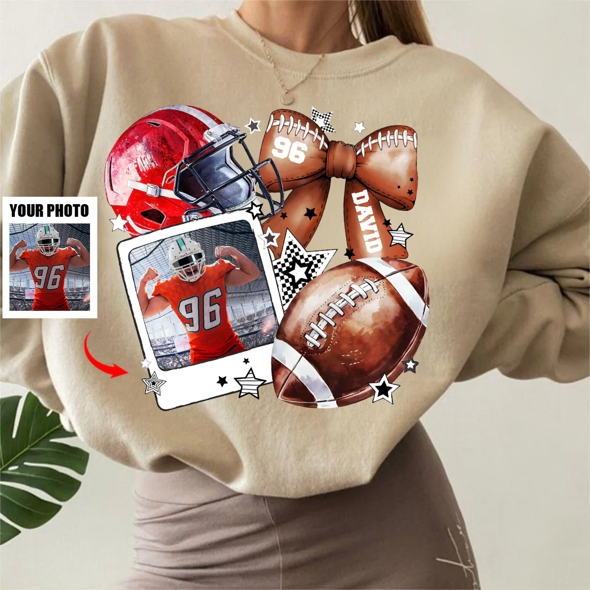 Custom Football Photo Personalized Sweatshirt Gift For Football Mom - Image 3