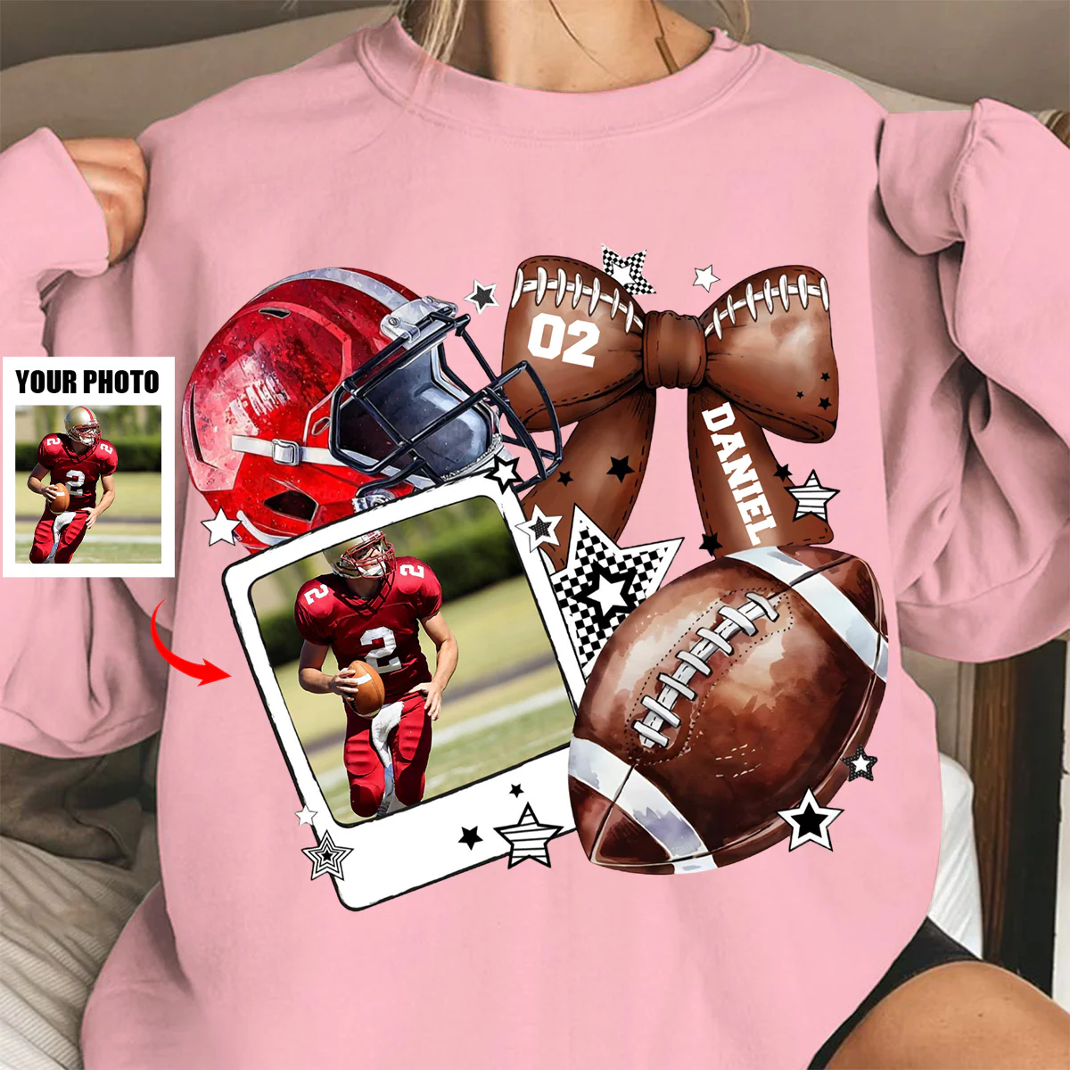 Custom Football Photo Personalized Sweatshirt Gift For Football Mom - Image 4