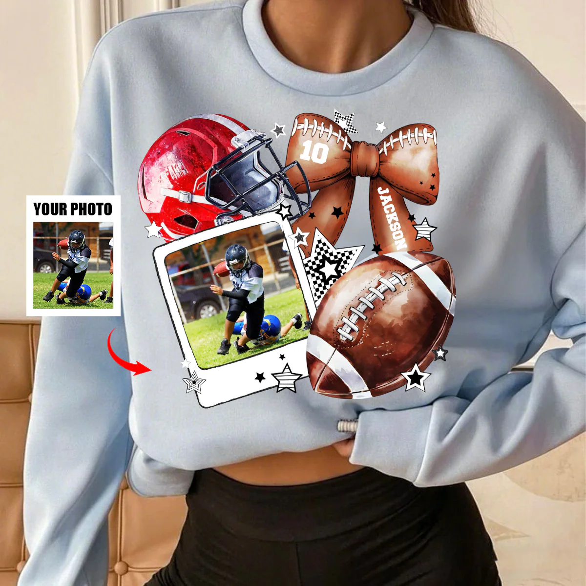 Custom Football Photo Personalized Sweatshirt Gift For Football Mom - Image 6