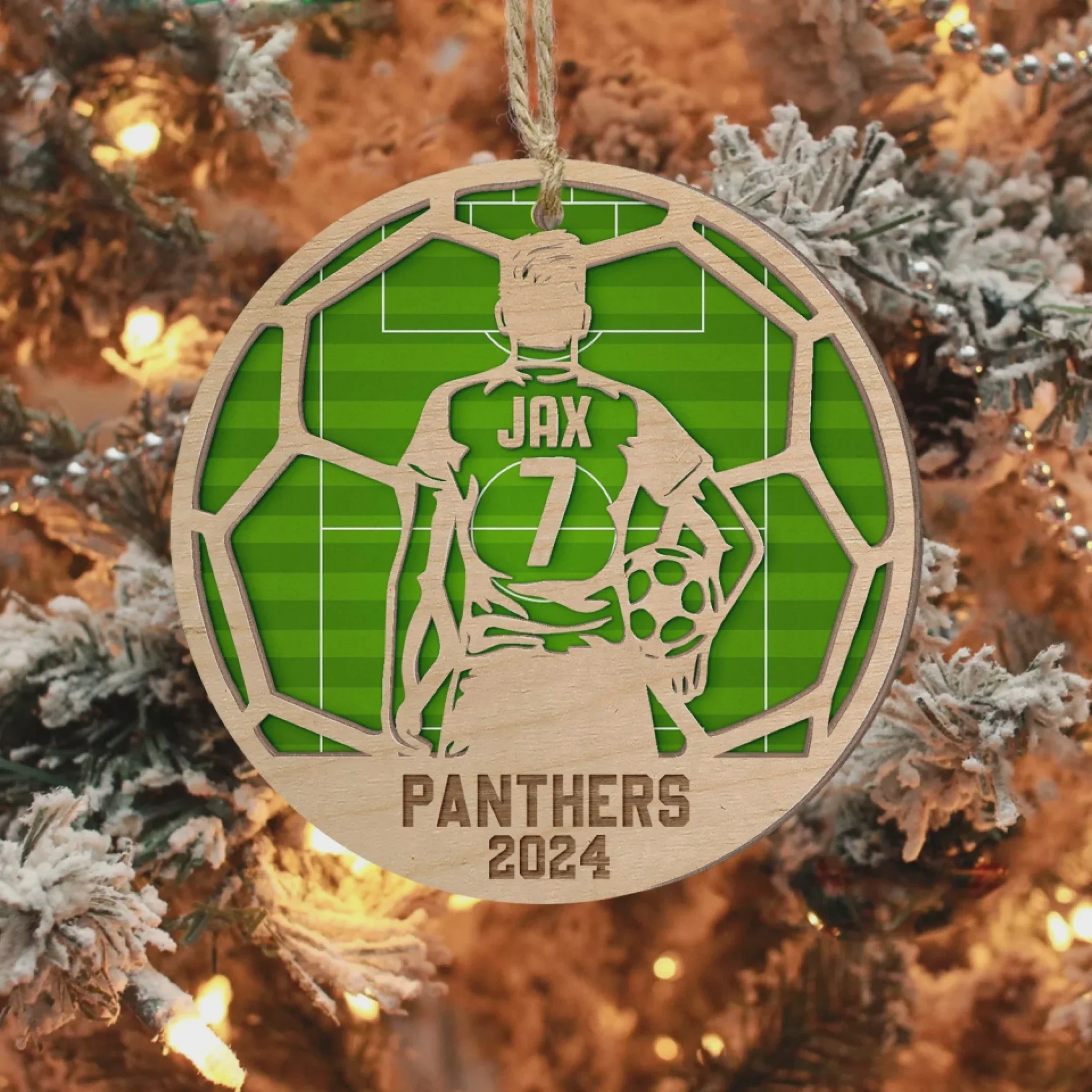 Custom Football Star Player - Personalized 2 Layer Wooden Ornament, Football Fan Gift - Image 10