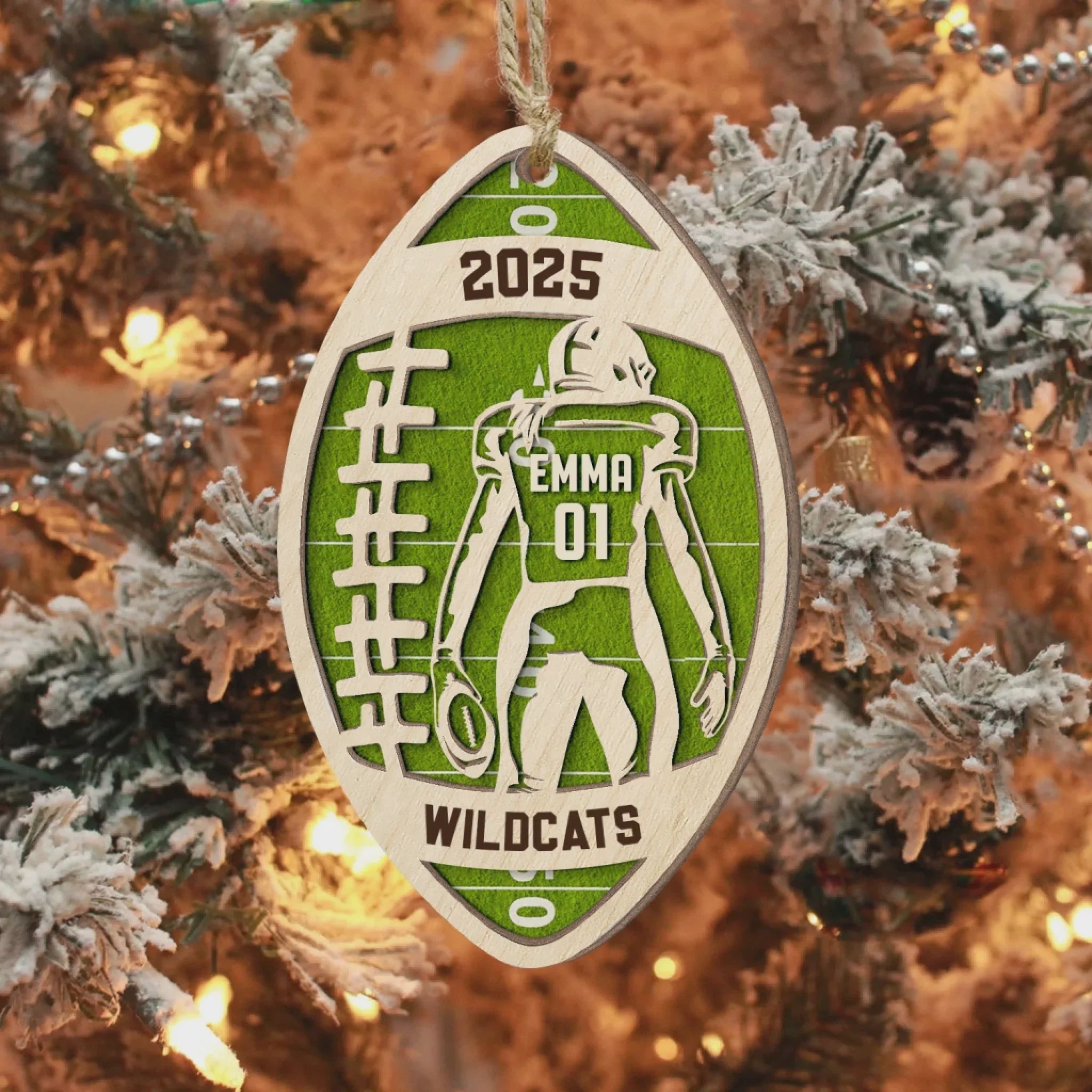 Custom Football Star Player - Personalized 2 Layer Wooden Ornament, Football Fan Gift - Image 6
