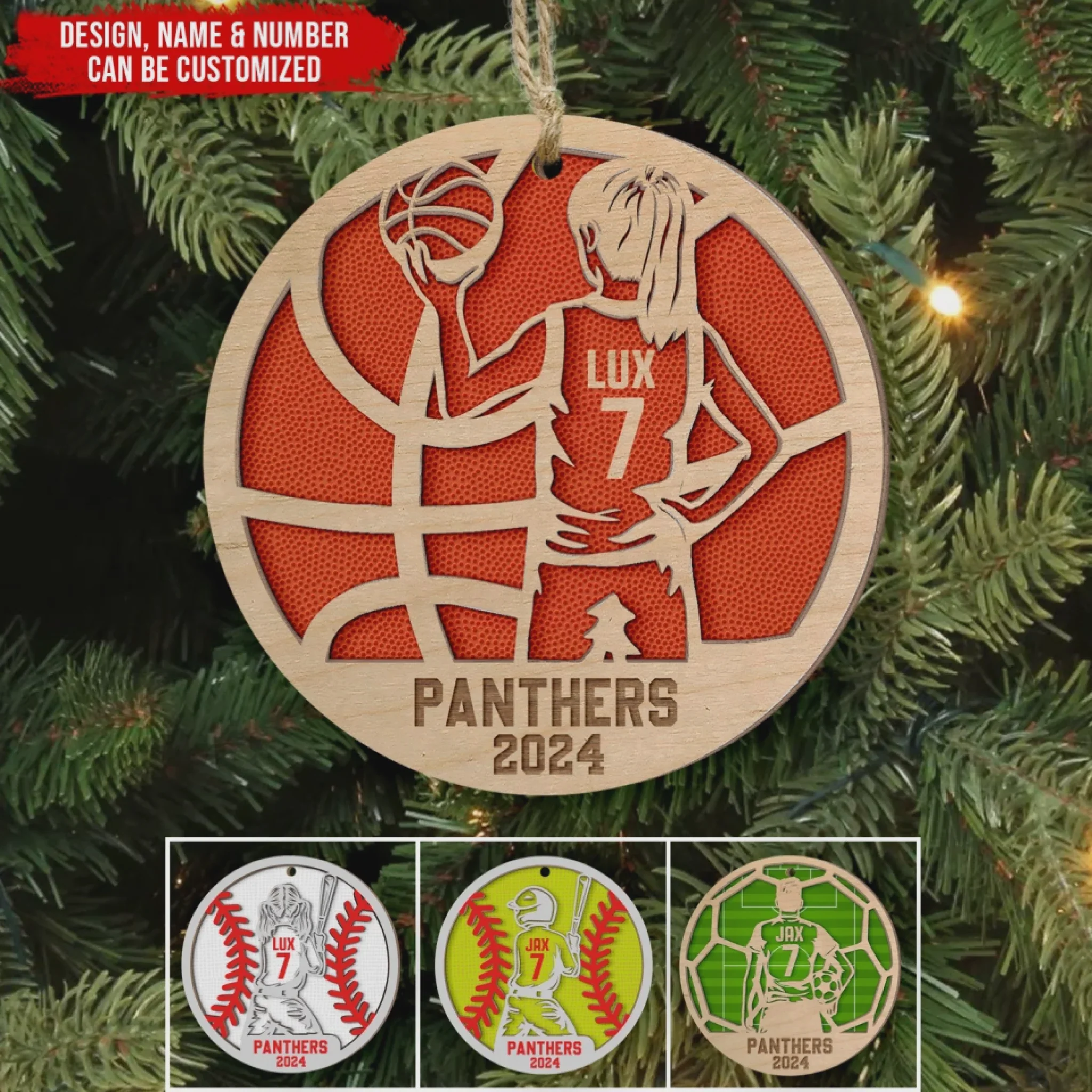 Custom Football Star Player - Personalized 2 Layer Wooden Ornament, Football Fan Gift - Image 9