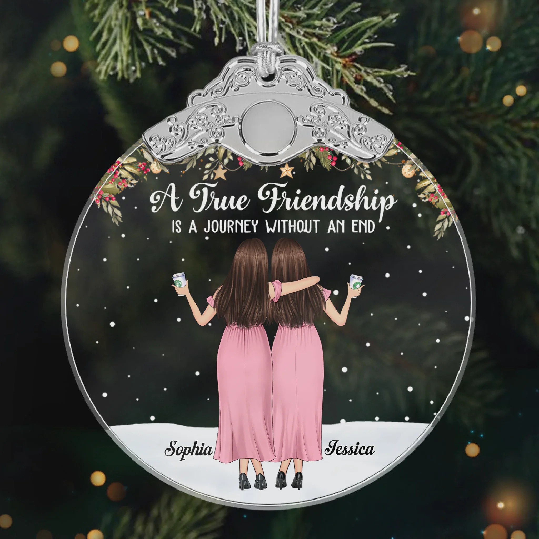 Custom Glass Ornament - Personalized Christmas Best Friend Birthday Gifts For Women, Besties, Sisters, BFF - Friends Make Life More Beautiful - Image 2