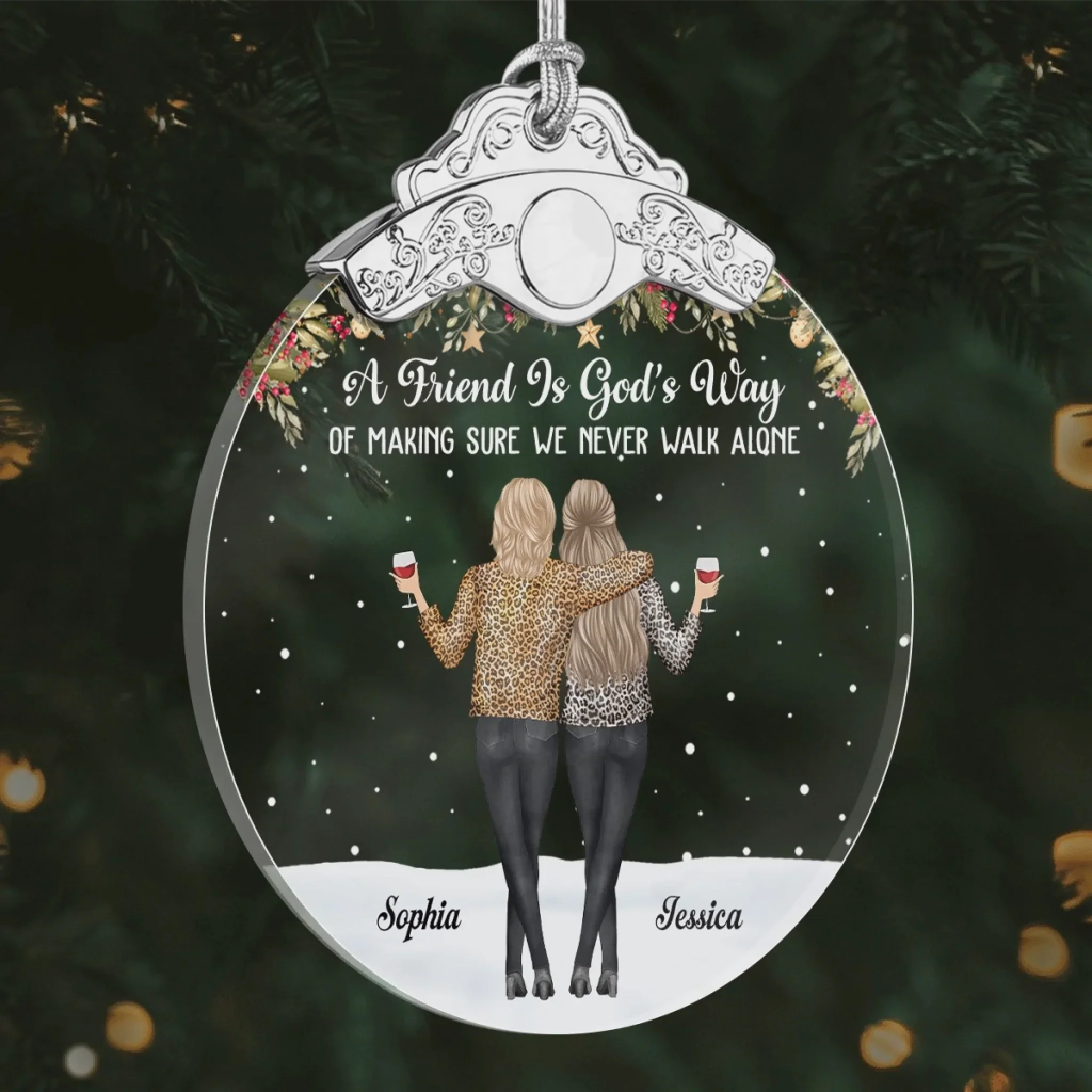 Custom Glass Ornament - Personalized Christmas Best Friend Birthday Gifts For Women, Besties, Sisters, BFF - Friends Make Life More Beautiful - Image 3