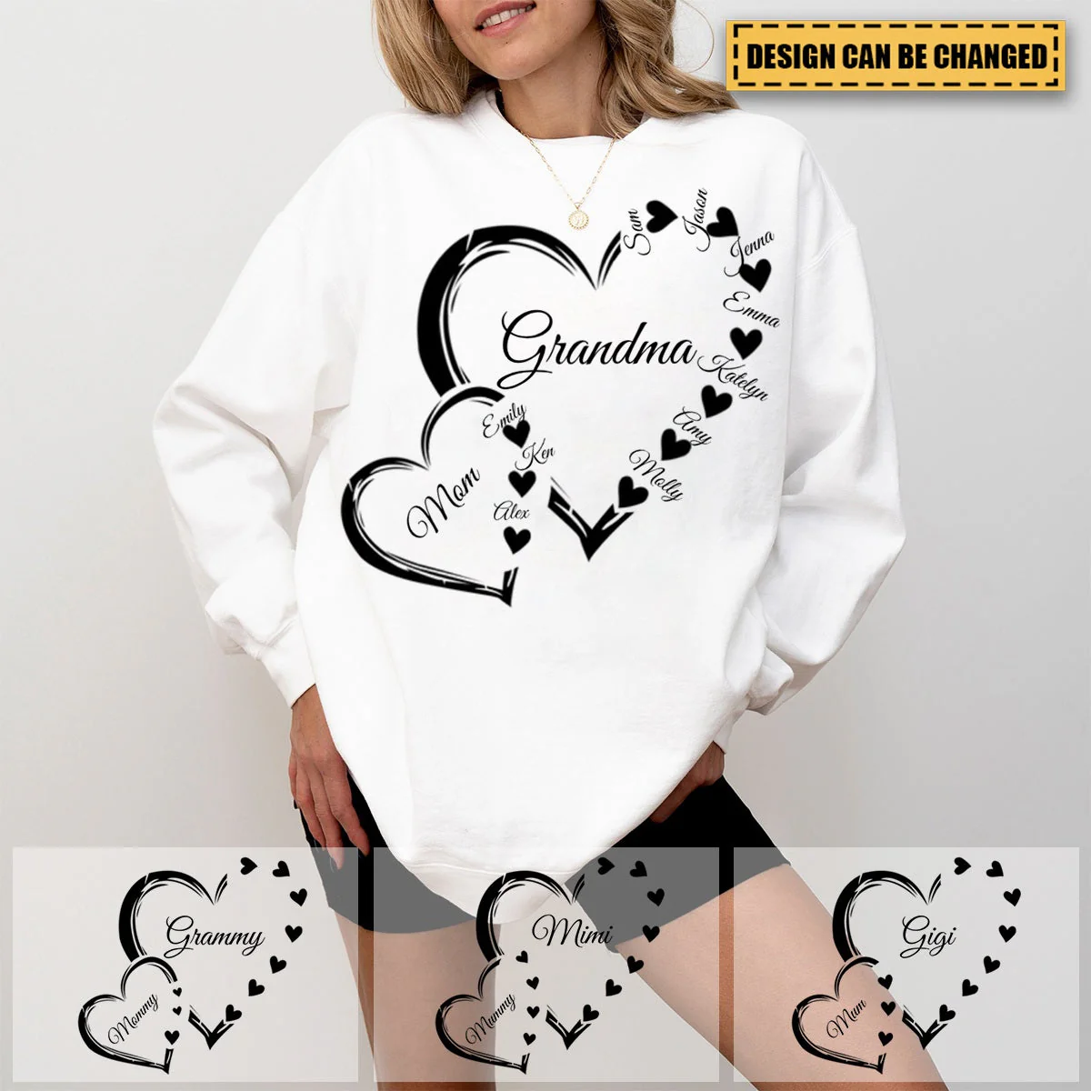 Custom Grandma Mom Heart Sweatshirt - Best Gifts For Grandma/Mom - Image 5