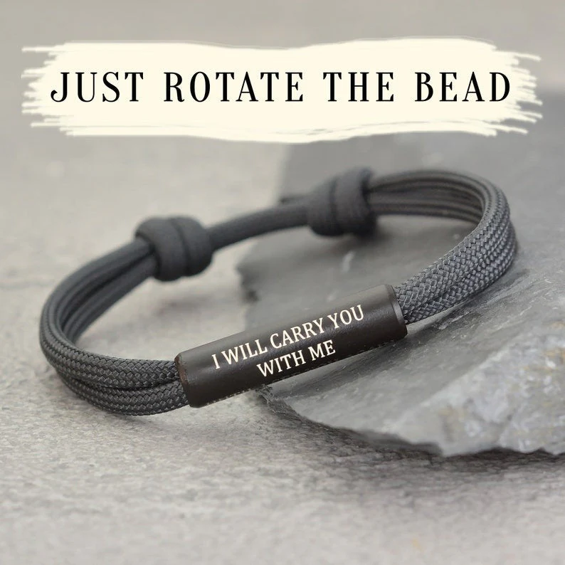 Custom In Loving Memory Bracelet "I Will Carry You With Me" Personalized Engraved Memorial Bracelet