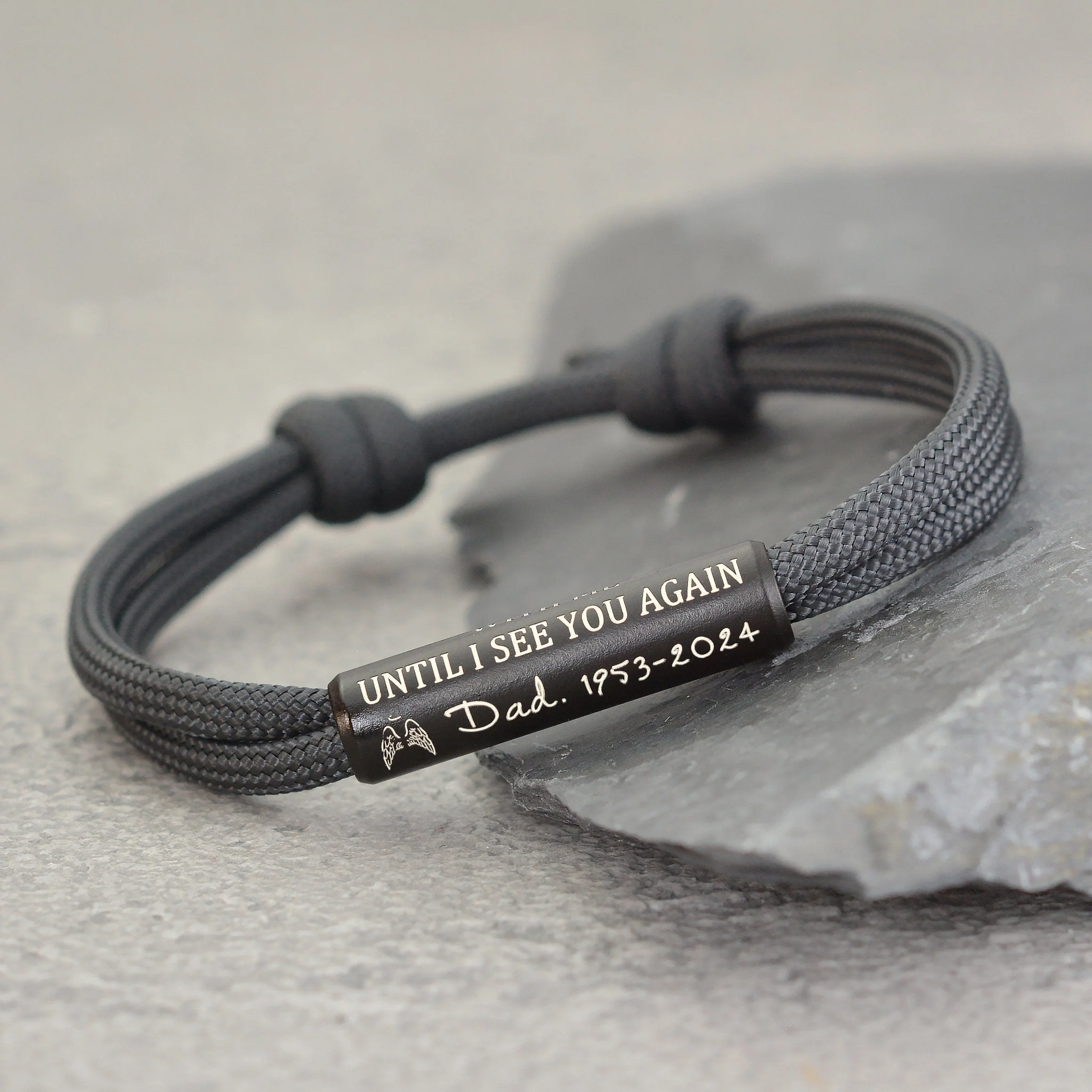 Custom In Loving Memory Bracelet "I Will Carry You With Me" Personalized Engraved Memorial Bracelet - Image 2