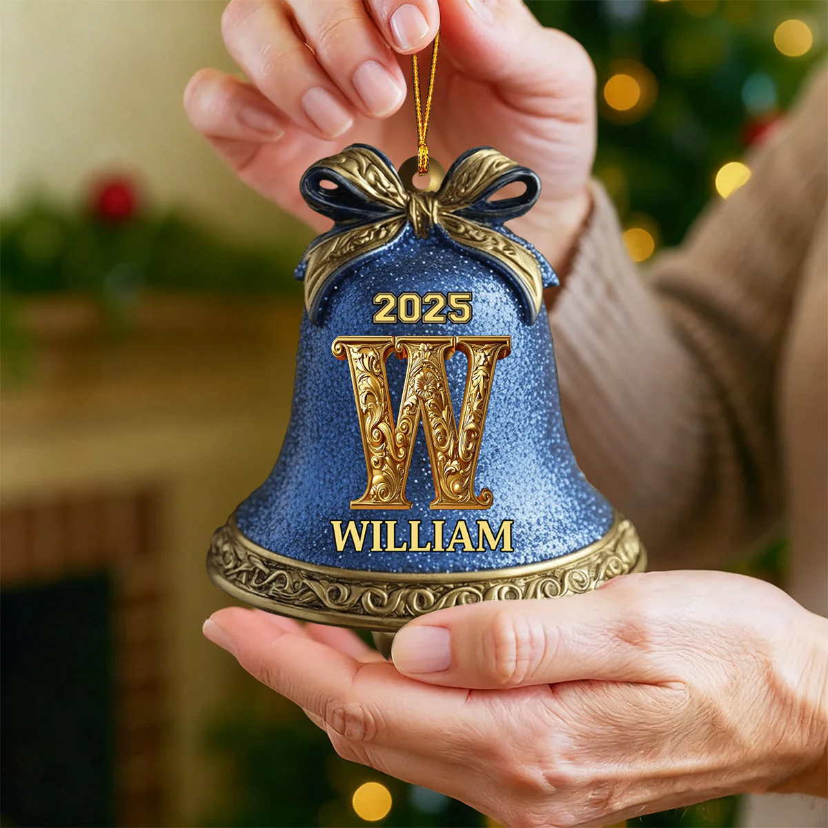 Custom Initial Gold Bell For Family, Merry Christmas 2025 - Personalized Ornament - Image 2
