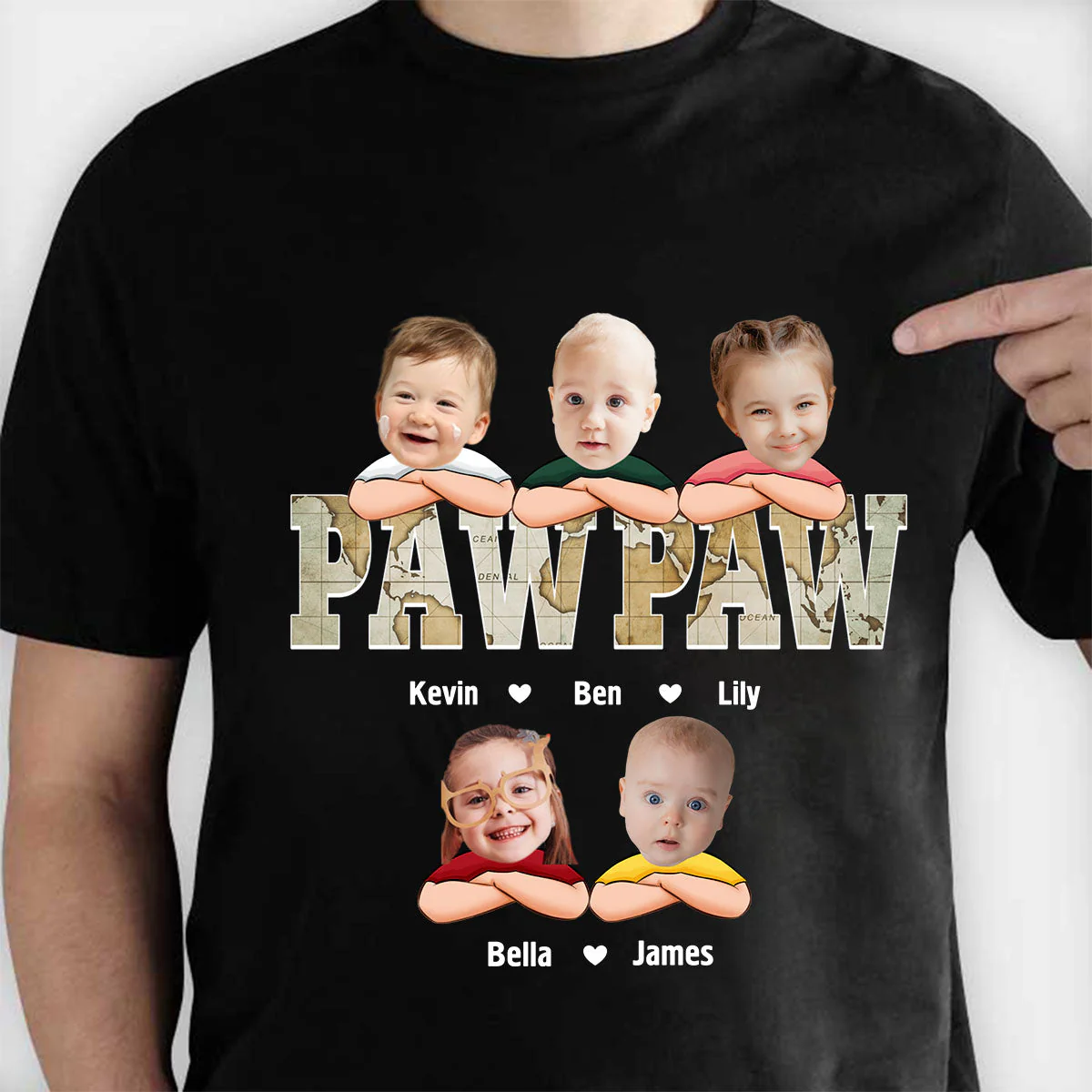 Custom Kid Face Papa - Personalized Photo Pure Cotton T-Shirt - Image 2