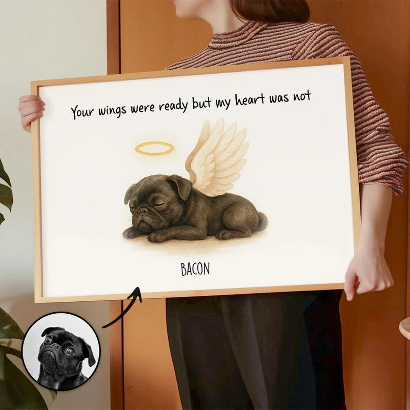 Custom Memorial Pet Angel Wings Drawing, Photo Personalized Poster, Sympathy Gift for Dog Cat Lovers - Image 12