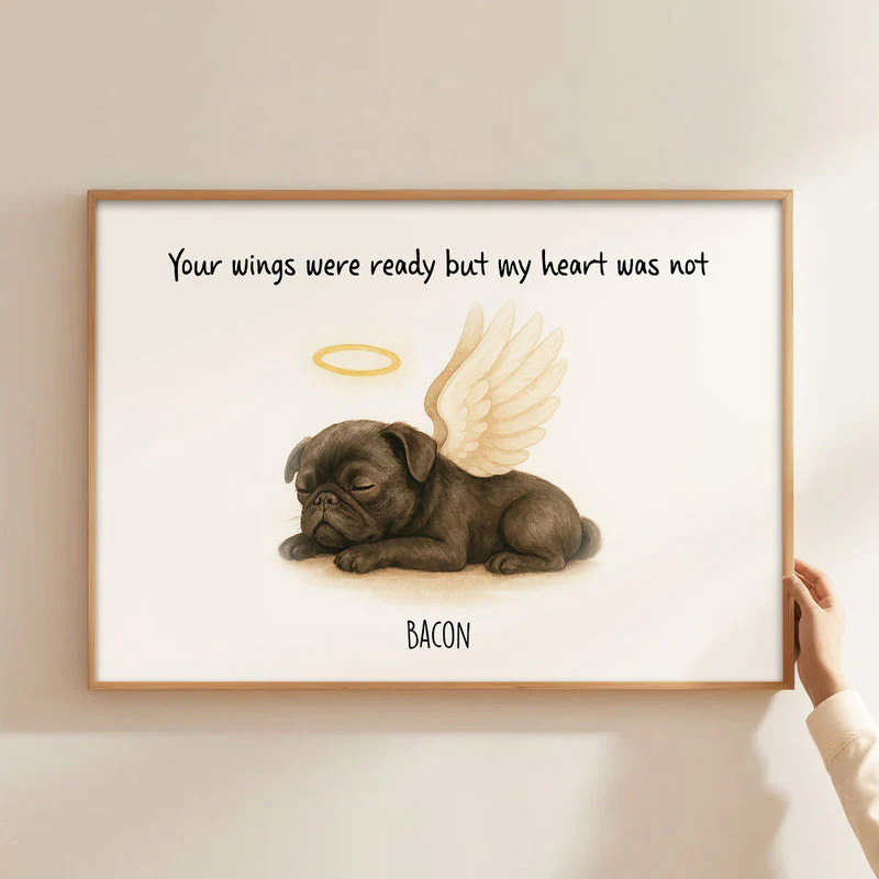 Custom Memorial Pet Angel Wings Drawing, Photo Personalized Poster, Sympathy Gift for Dog Cat Lovers - Image 13
