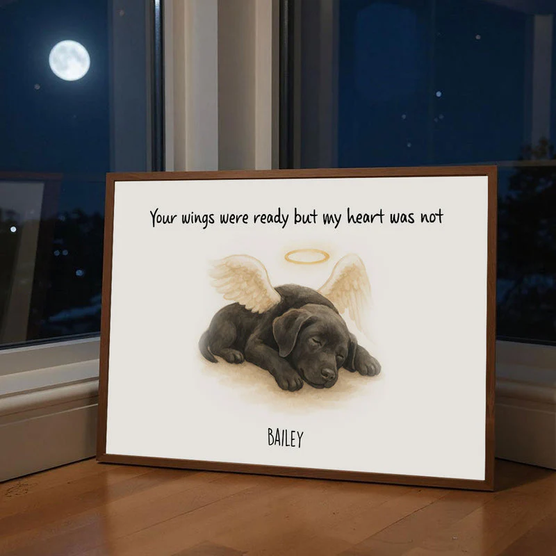 Custom Memorial Pet Angel Wings Drawing, Photo Personalized Poster, Sympathy Gift for Dog Cat Lovers - Image 14