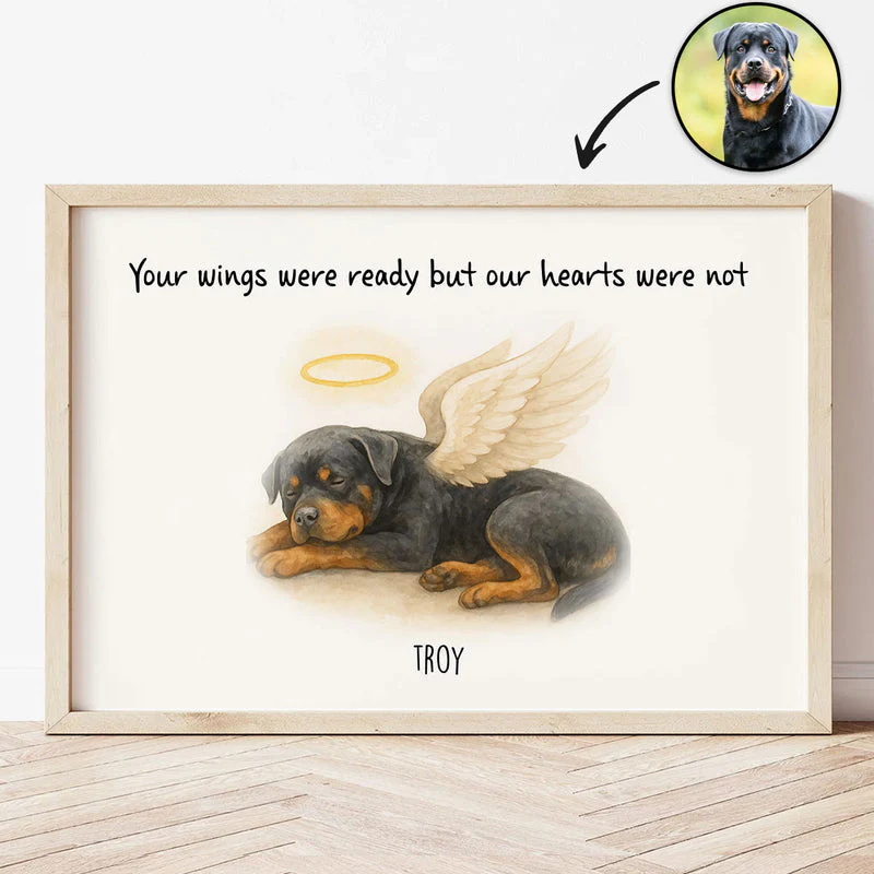 Custom Memorial Pet Angel Wings Drawing, Photo Personalized Poster, Sympathy Gift for Dog Cat Lovers - Image 8