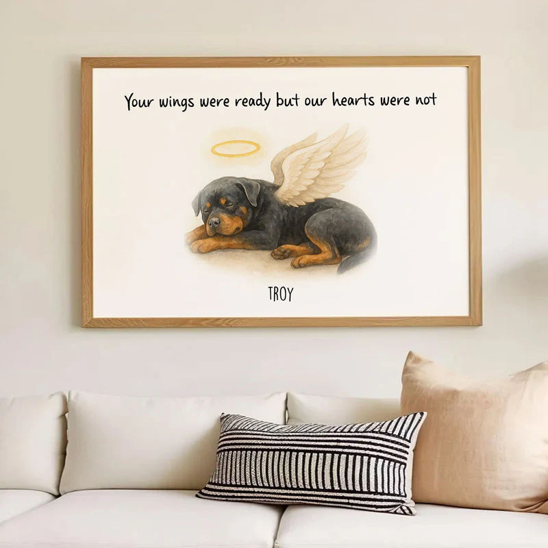 Custom Memorial Pet Angel Wings Drawing, Photo Personalized Poster, Sympathy Gift for Dog Cat Lovers - Image 9