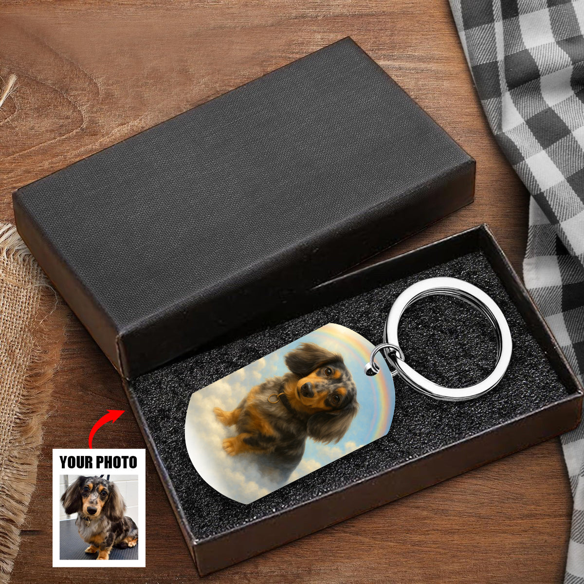 Custom Memorial Pet Portrait A Loyal Heart Never Fades - Rainbow Bridge Personalized Keychain - Image 2