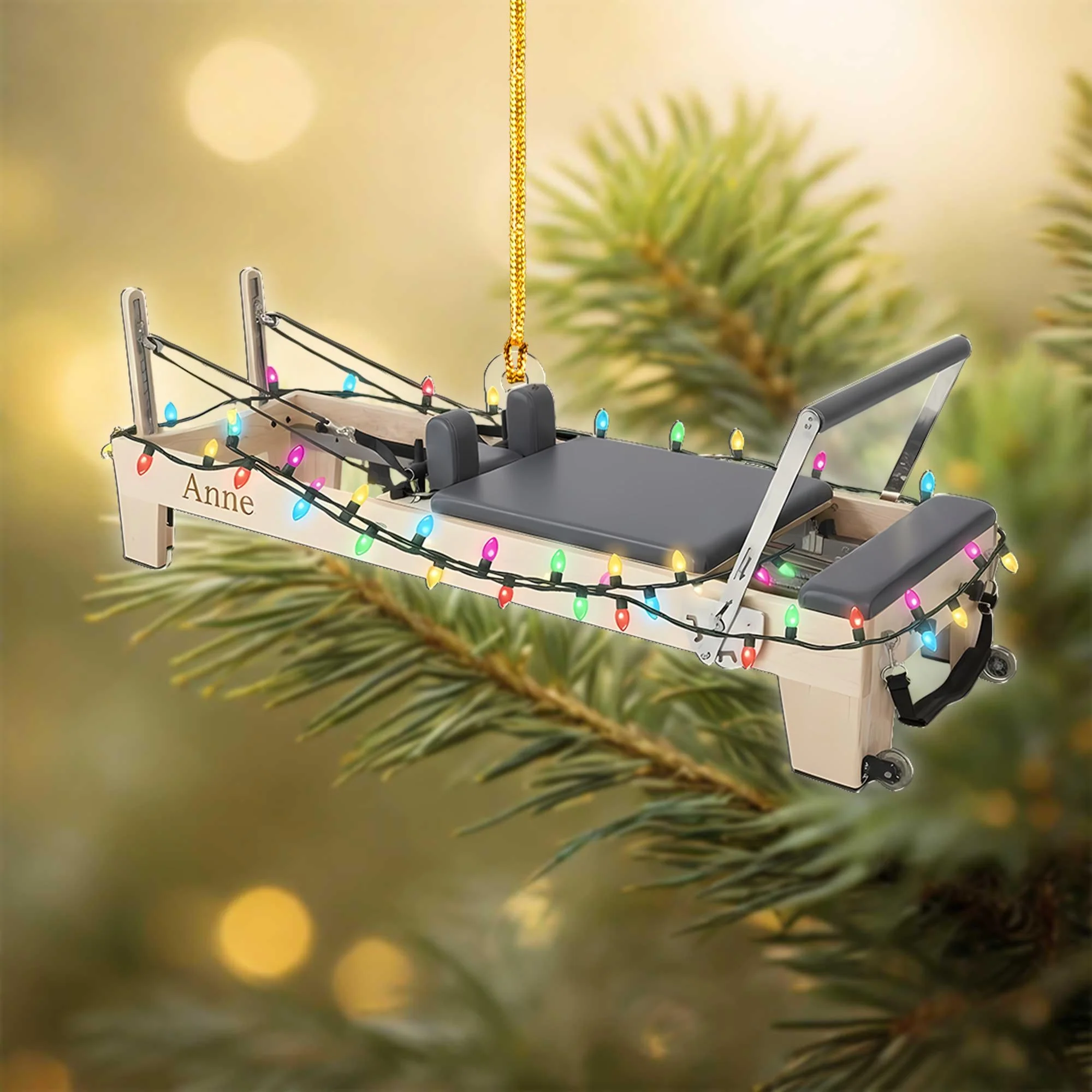 Custom Mini Pilates Reformer Christmas Ornament, Fitness Studio Decor, Unique Exercise Gift For Instructor - Image 2