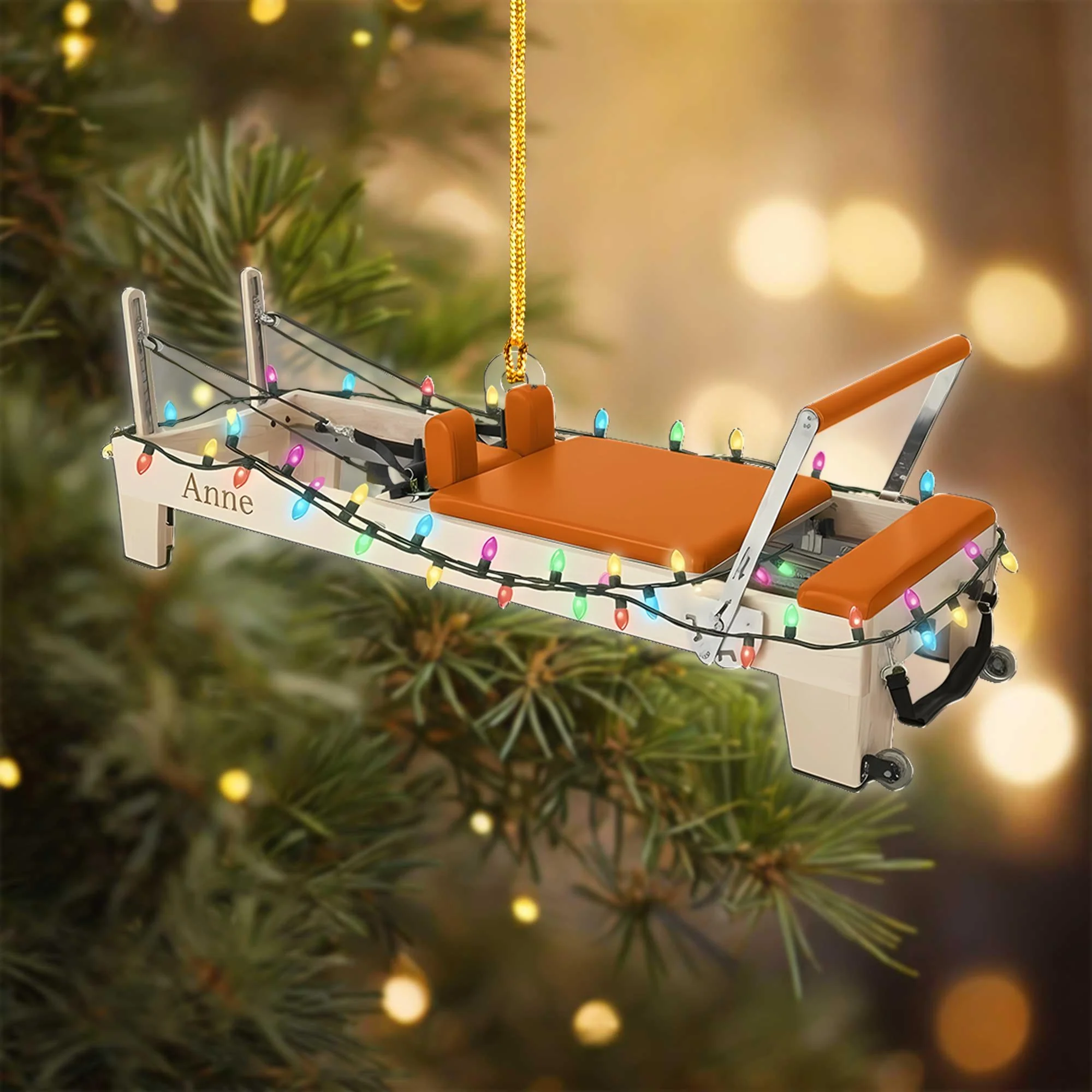 Custom Mini Pilates Reformer Christmas Ornament, Fitness Studio Decor, Unique Exercise Gift For Instructor - Image 3