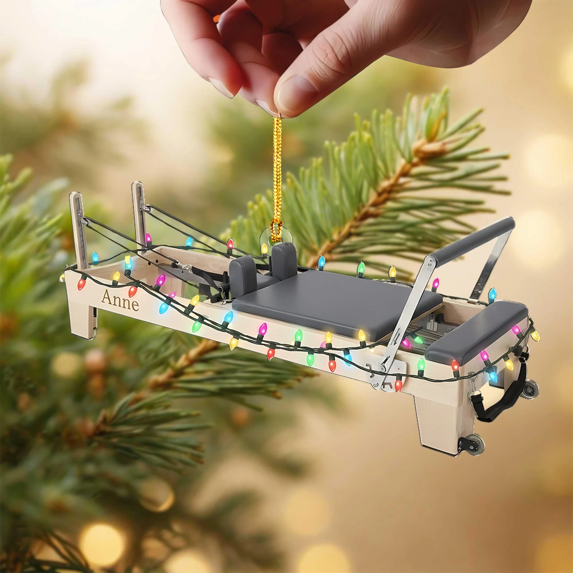 Custom Mini Pilates Reformer Christmas Ornament, Fitness Studio Decor, Unique Exercise Gift For Instructor - Image 4