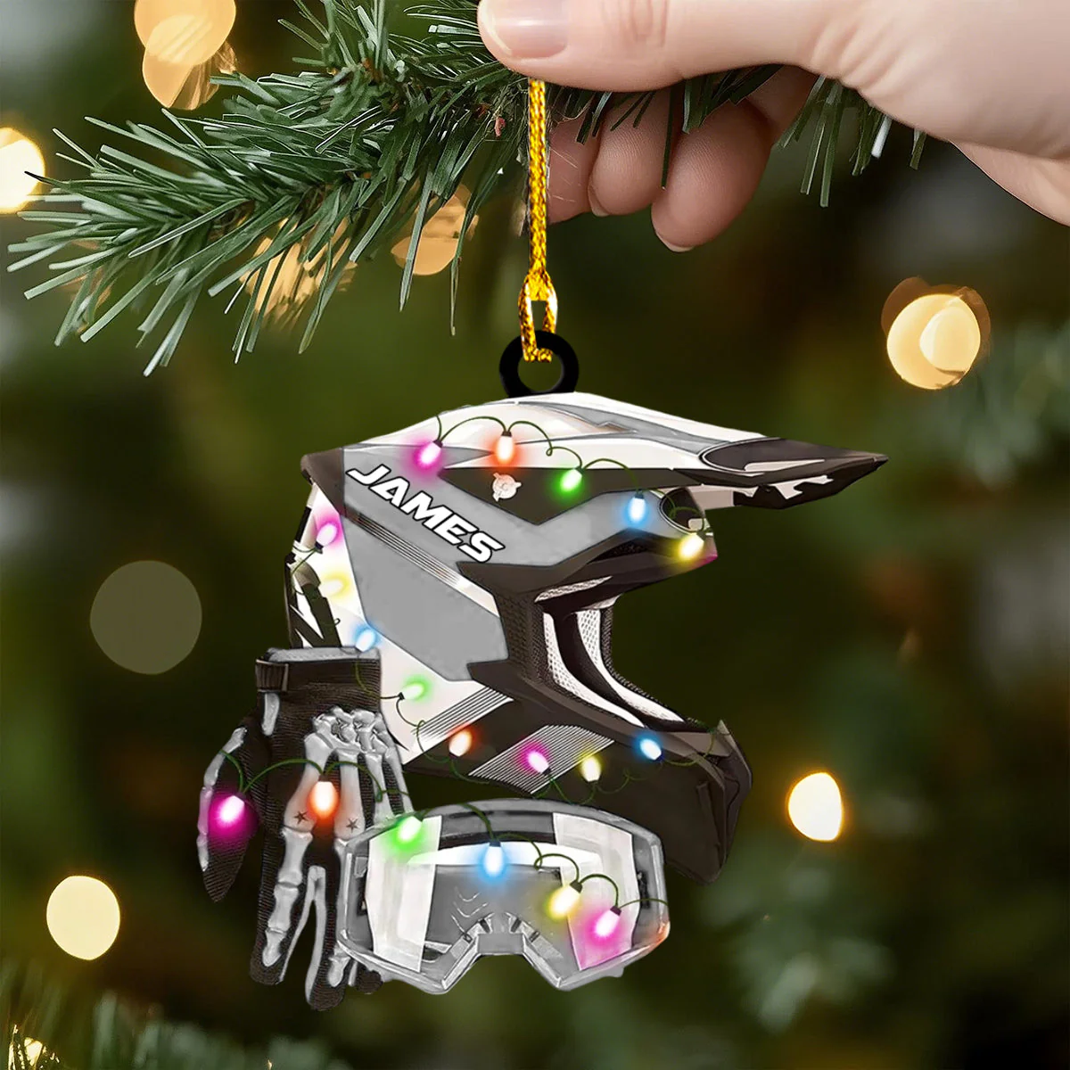 Custom Motocross Gear Ornament, Arcrylic Christmas Ornament, Helmet Gloves Goggles Decor - Image 4