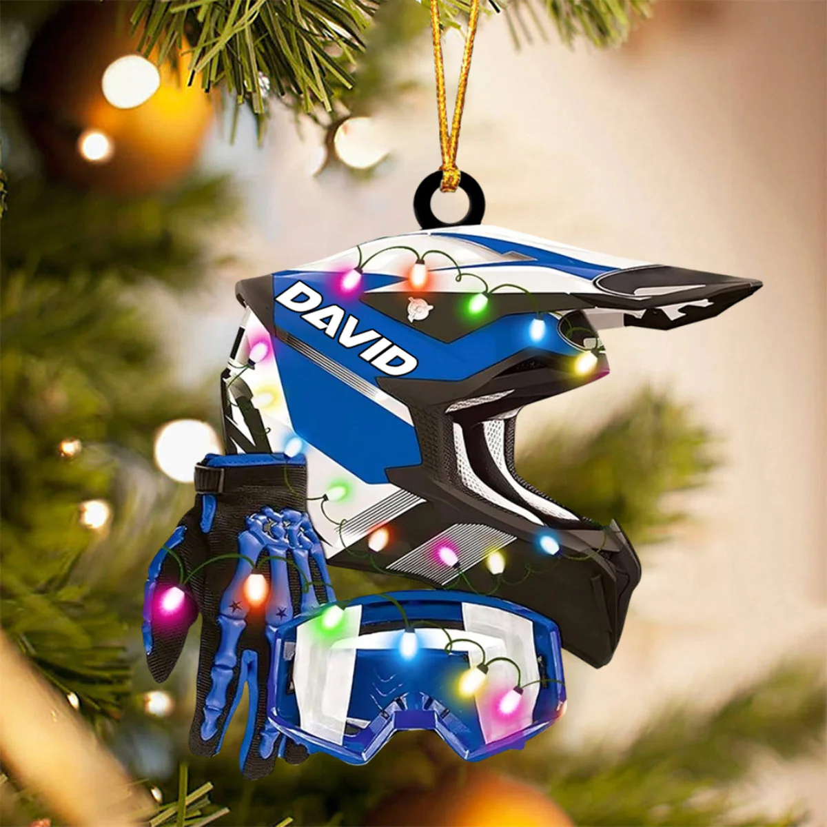 Custom Motocross Gear Ornament, Arcrylic Christmas Ornament, Helmet Gloves Goggles Decor - Image 5