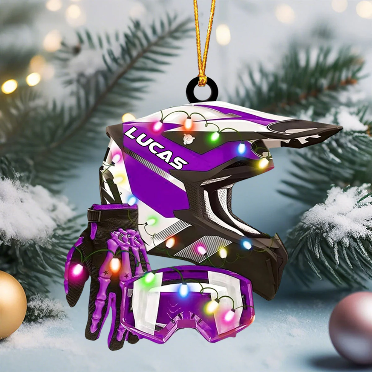 Custom Motocross Gear Ornament, Arcrylic Christmas Ornament, Helmet Gloves Goggles Decor - Image 6