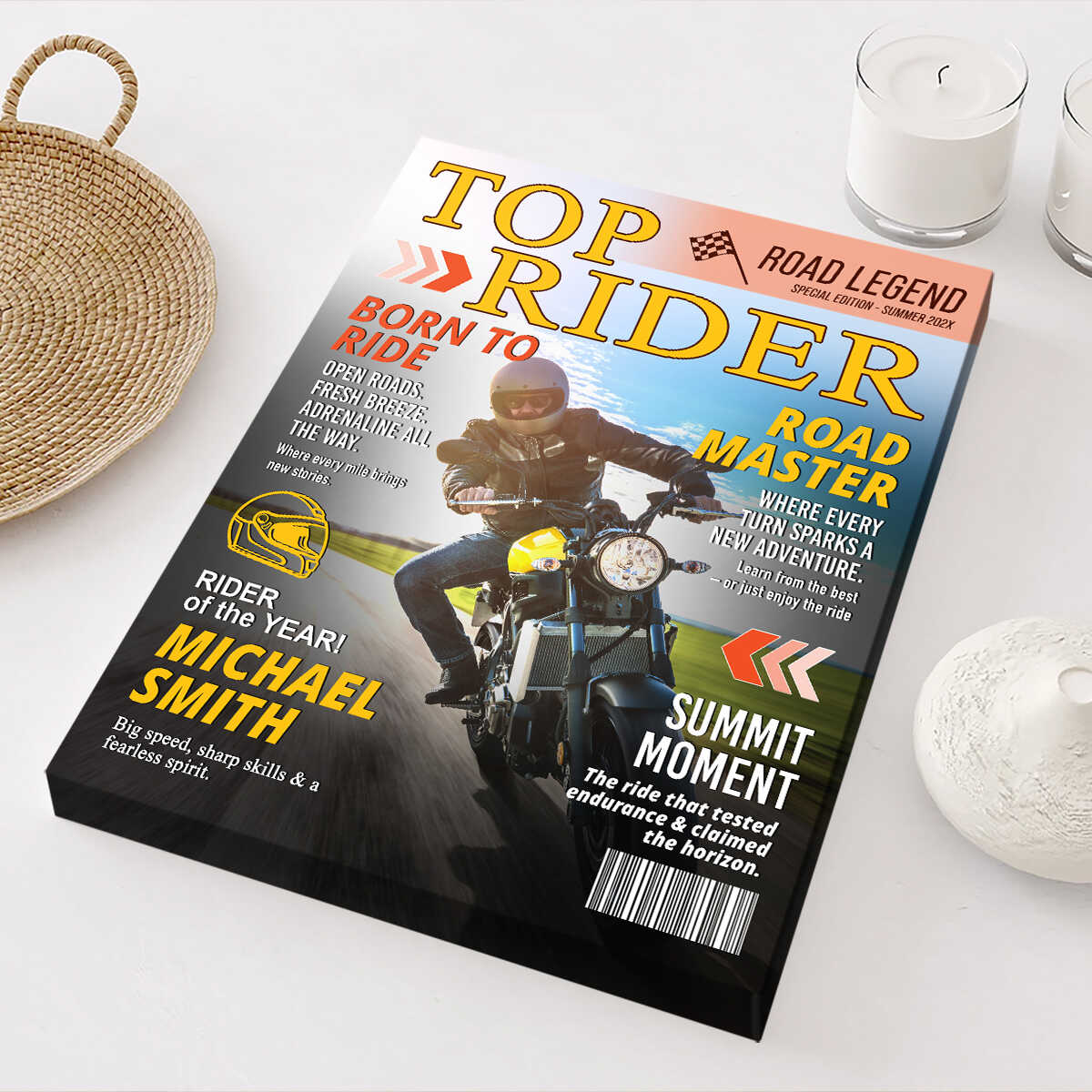 Custom Motorcyclist Magazine Cover Personalized Canvas/Poster Motorcycle Rider Gift - Image 2