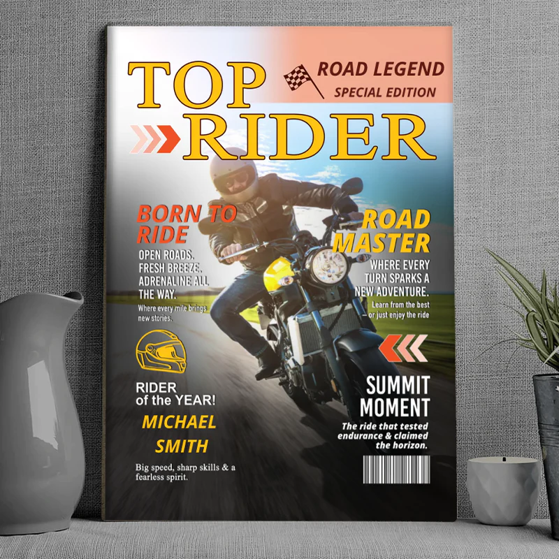 Custom Motorcyclist Magazine Cover Personalized Canvas/Poster Motorcycle Rider Gift - Image 8