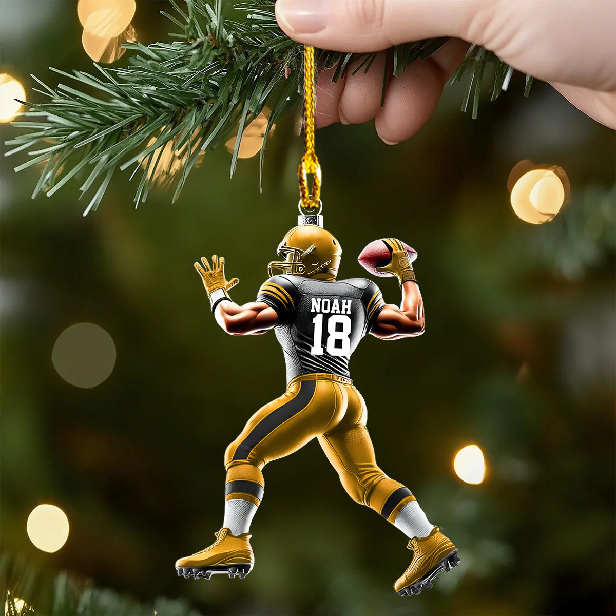 Custom Name and Number Rugby Football Ornament, Christmas Gift for Rugby Football Lover - Image 4