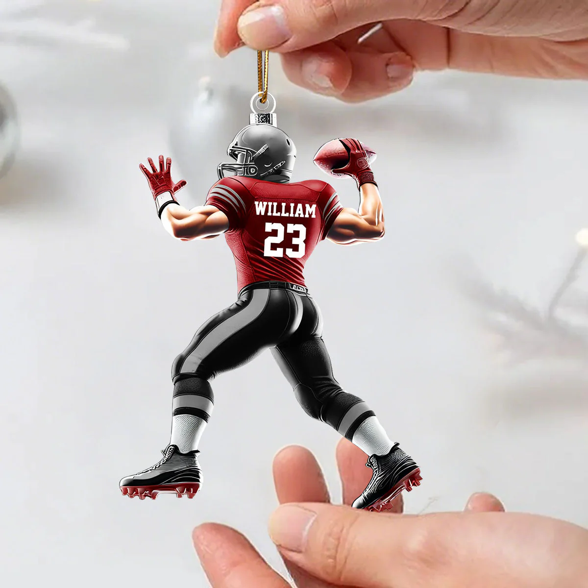 Custom Name and Number Rugby Football Ornament, Christmas Gift for Rugby Football Lover - Image 5