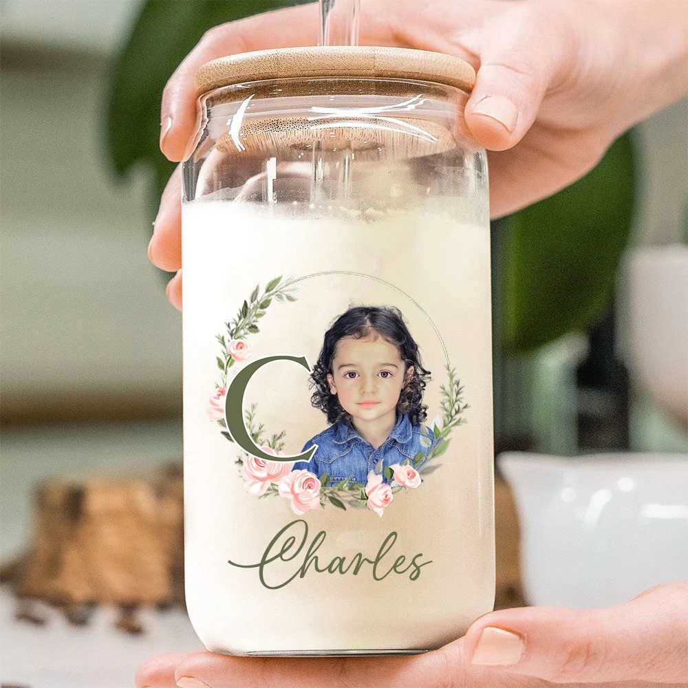 Custom Name And Photo - Personalized Photo Clear Glass Can - Image 4
