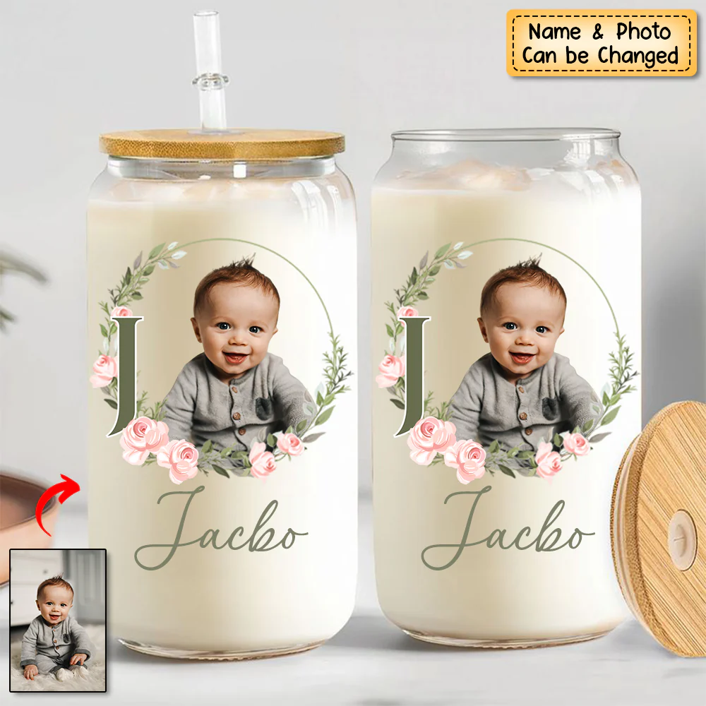 Custom Name And Photo - Personalized Photo Clear Glass Can - Image 6