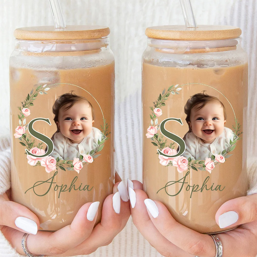 Custom Name And Photo - Personalized Photo Clear Glass Can - Image 7