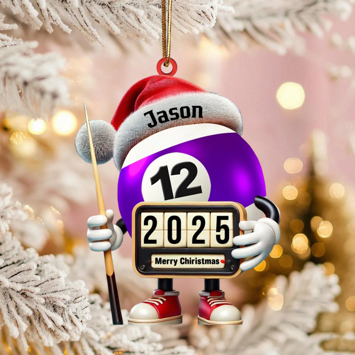 Custom Name and Year Billiard Ornament, Billiard Lover Christmas Gift - Image 8