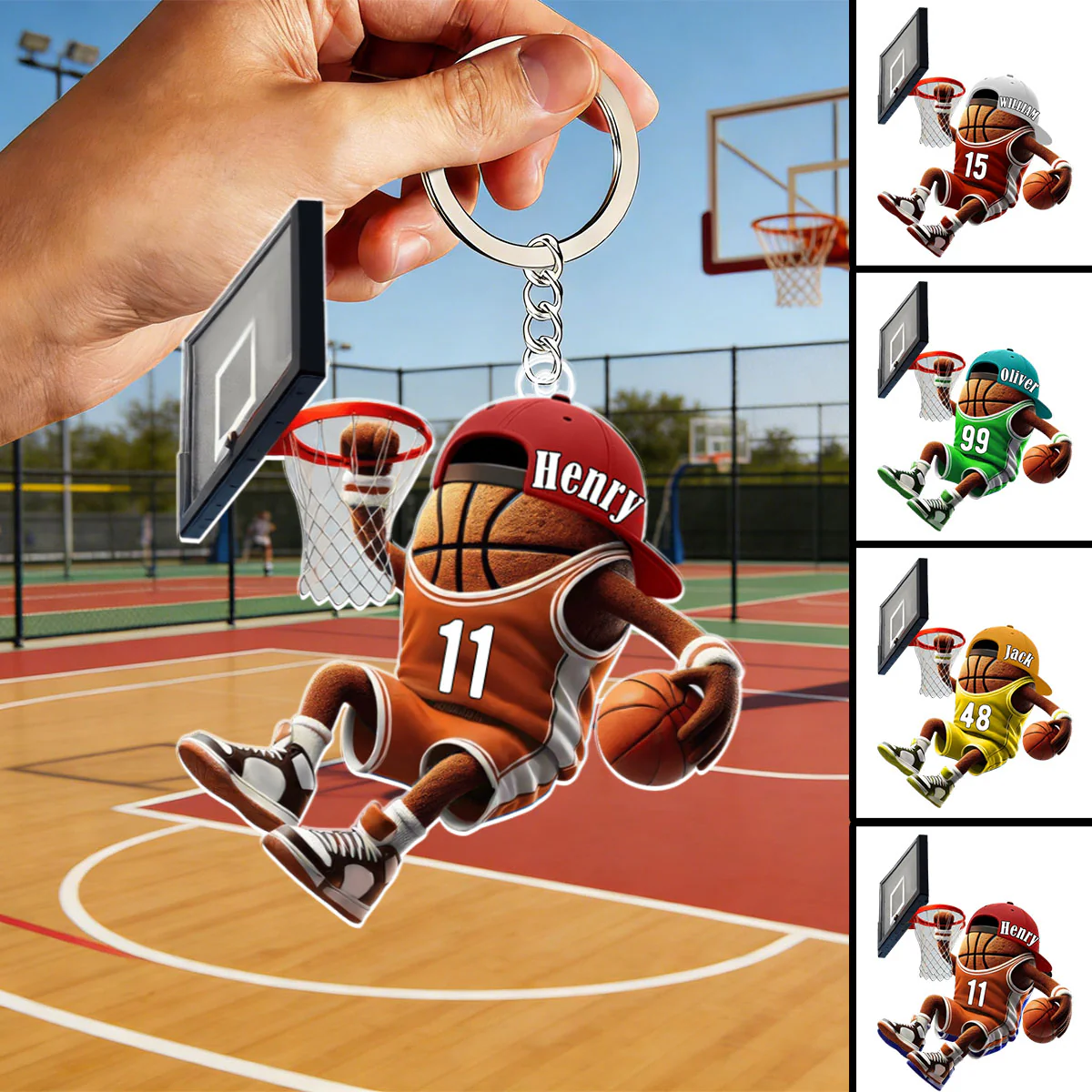 Custom Name Basketball Personalized Acrylic Keychain Basketball Team Gift - Image 2