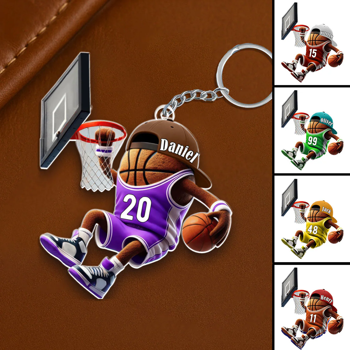 Custom Name Basketball Personalized Acrylic Keychain Basketball Team Gift - Image 4